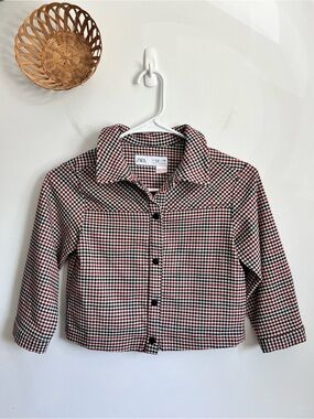 Zara Plaid Cropped Kids Jacket Size 5/6